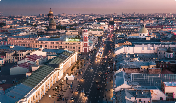 Невский проспект в Петербурге с высоты птичьего полета